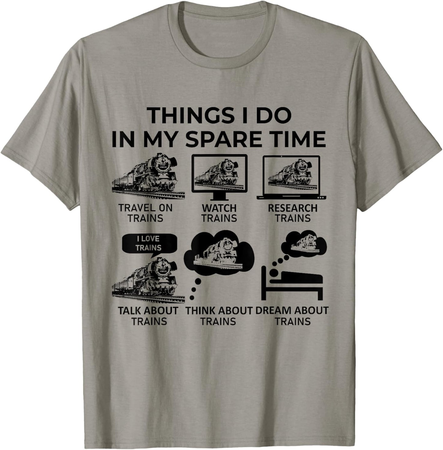 Things I Do in My Spare Time - Trains T-Shirt - T-Shirt | Sand