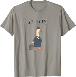 Off to Fly Funny Flight Attendant Goose Father's Day Men T-Shirt - T-Shirt | Sand