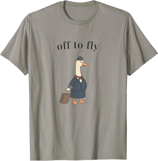 Off to Fly Funny Flight Attendant Goose Father's Day Men T-Shirt - T-Shirt | Sand