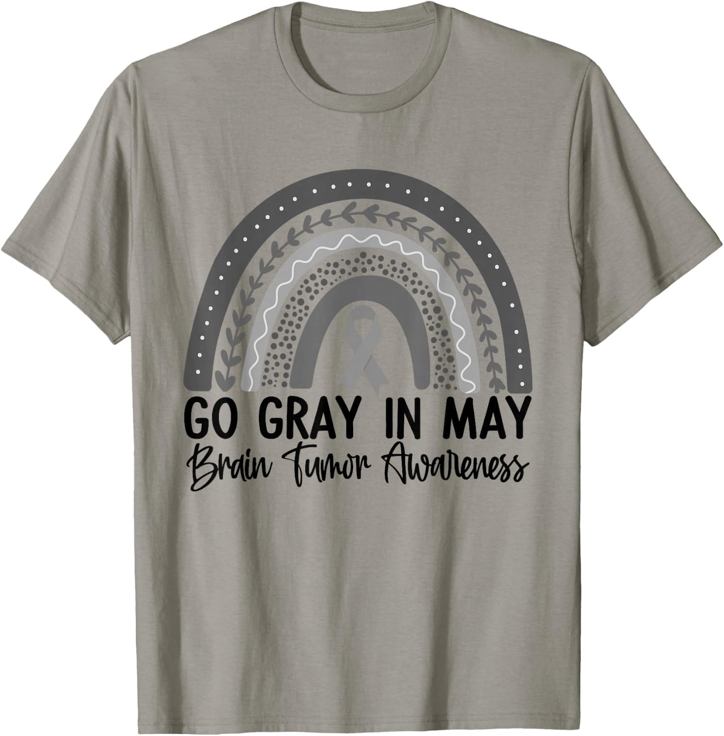Go Gray In May Shirt Rainbow Brain Cancer Tumor Awareness T-Shirt - T-Shirt | Sand