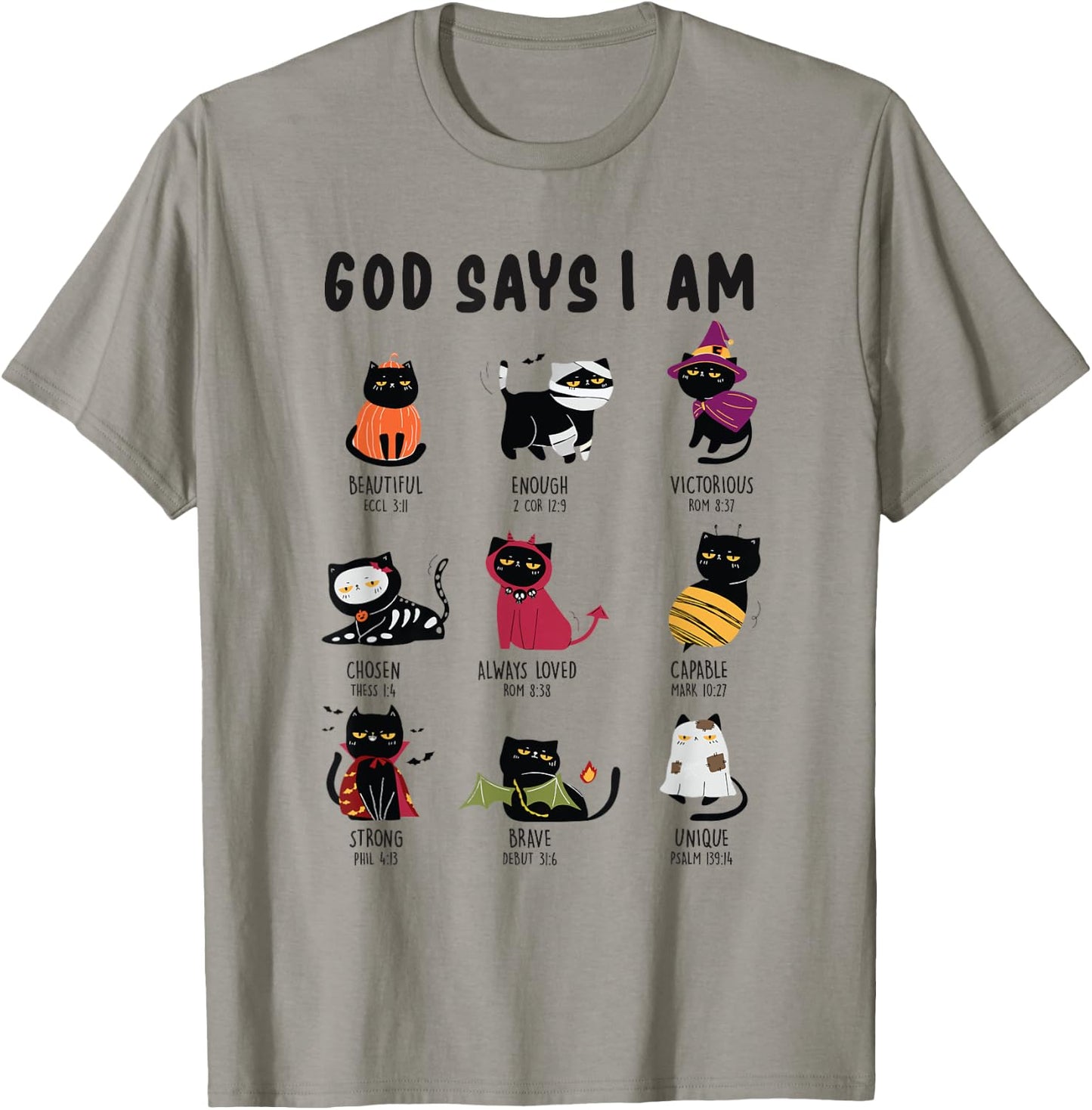 Cute God Says I Am Cat Lover Funny Christian Halloween Kids T-Shirt - T-Shirt | Sand