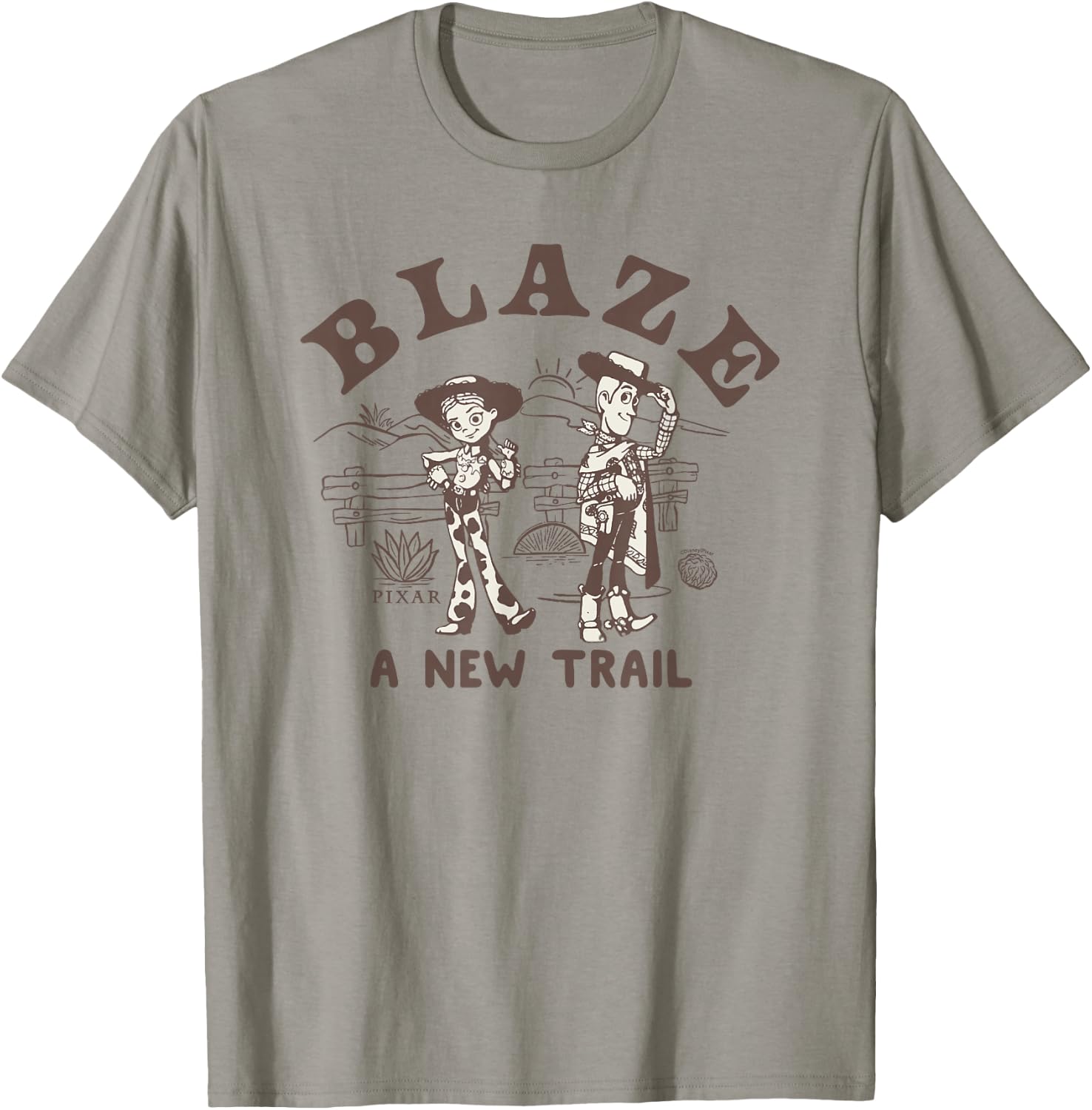 Disney Pixar Toy Story 5 Blaze New Trail Woody Jessie T-Shirt - T-Shirt | Sand
