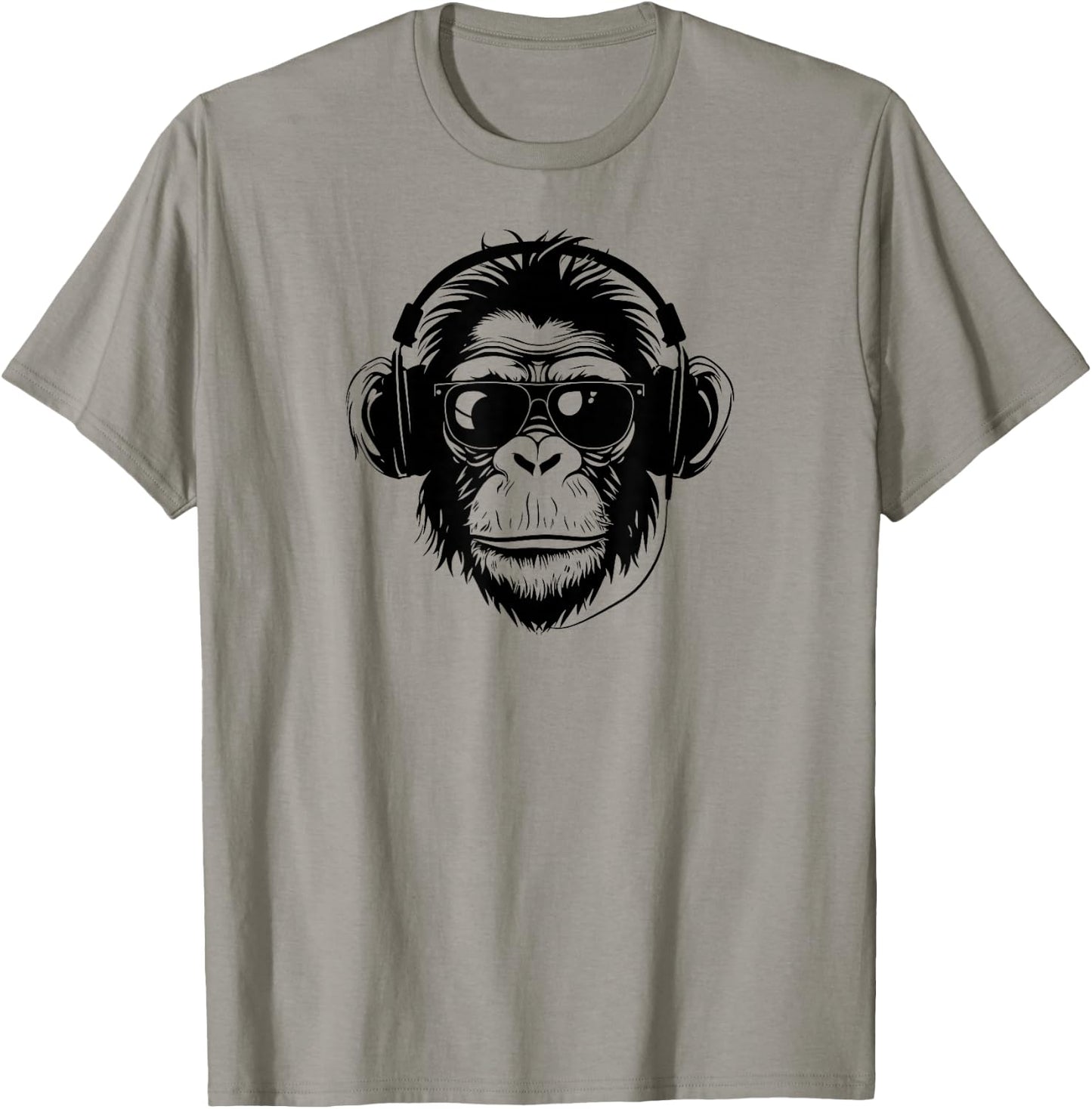 Cute Chimpanzee Monkey Headphone DJ Primate Chimp T-Shirt - T-Shirt | Sand