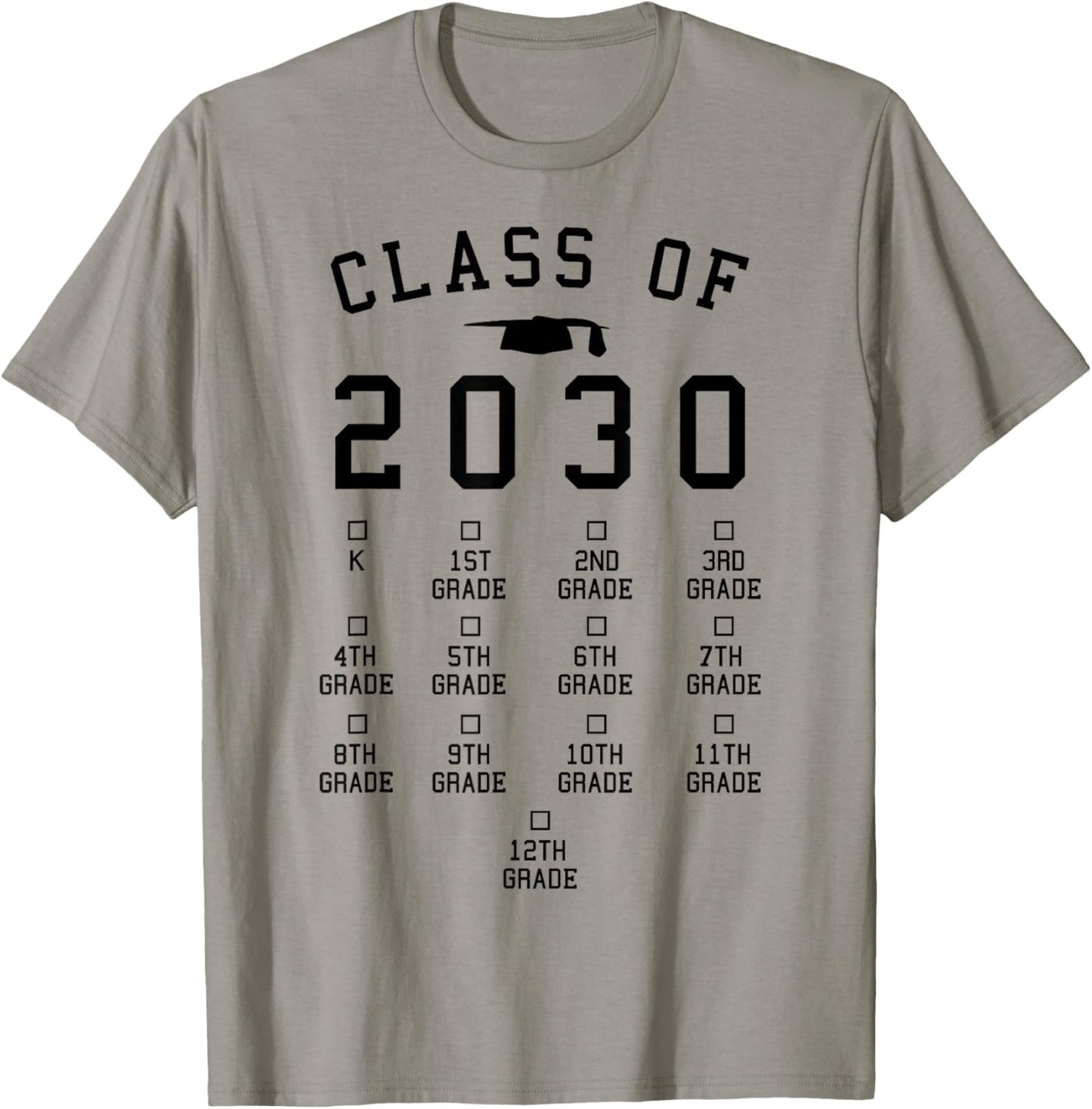 Class of 2030 Grow with me shirt with space for checkmarks T-Shirt - T-Shirt | Sand