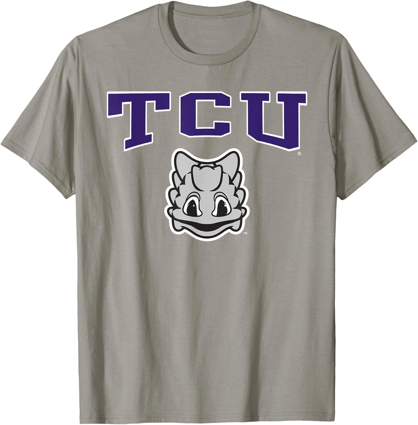 TCU Horned Frogs Mascot Arch Gray Officially Licensed T-Shirt - T-Shirt | Sand