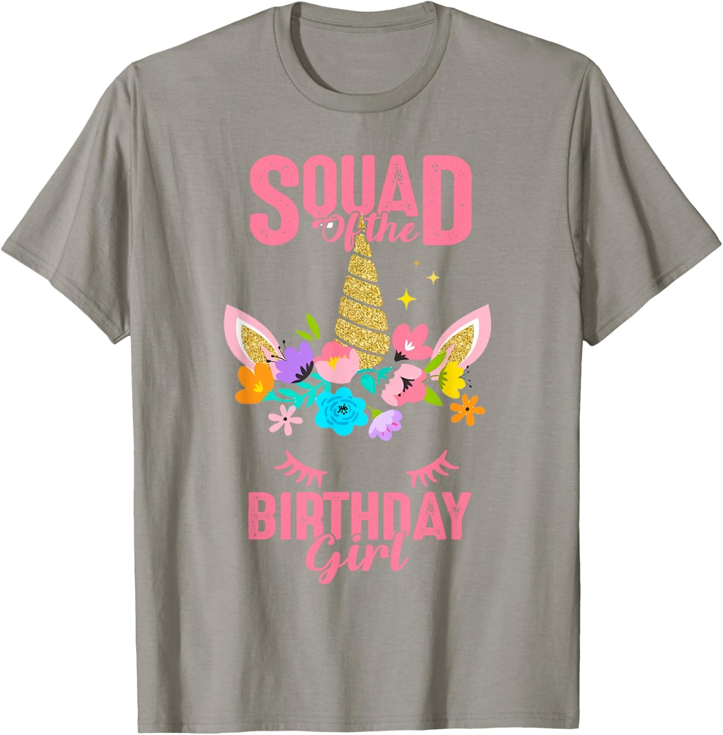 Squad of the Birthday Girl Unicorn Birthday Party Matching T-Shirt - T-Shirt | Sand