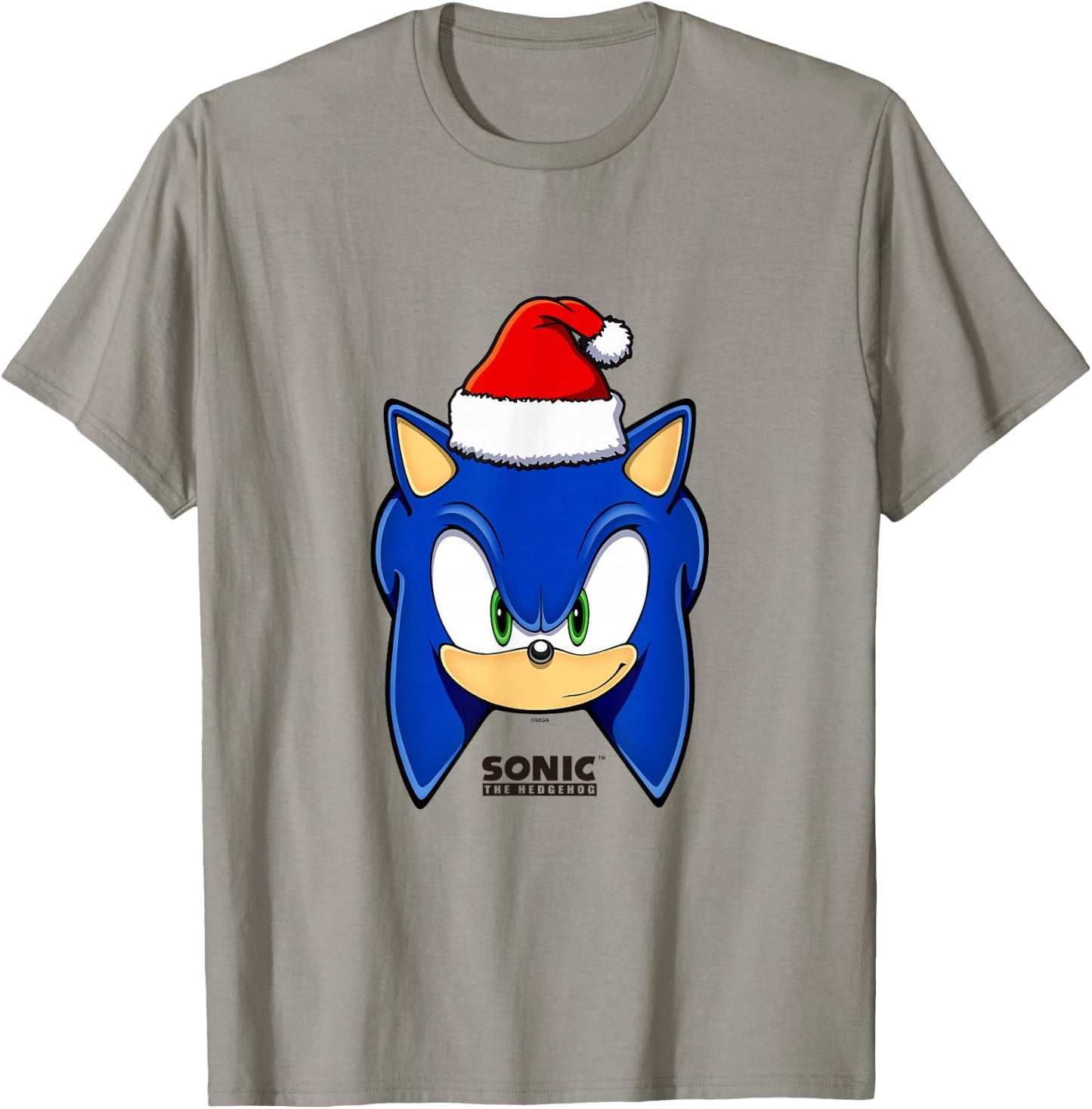 Sonic The Hedgehog Christmas Sonic With Santa Hat T-Shirt - T-Shirt | Sand