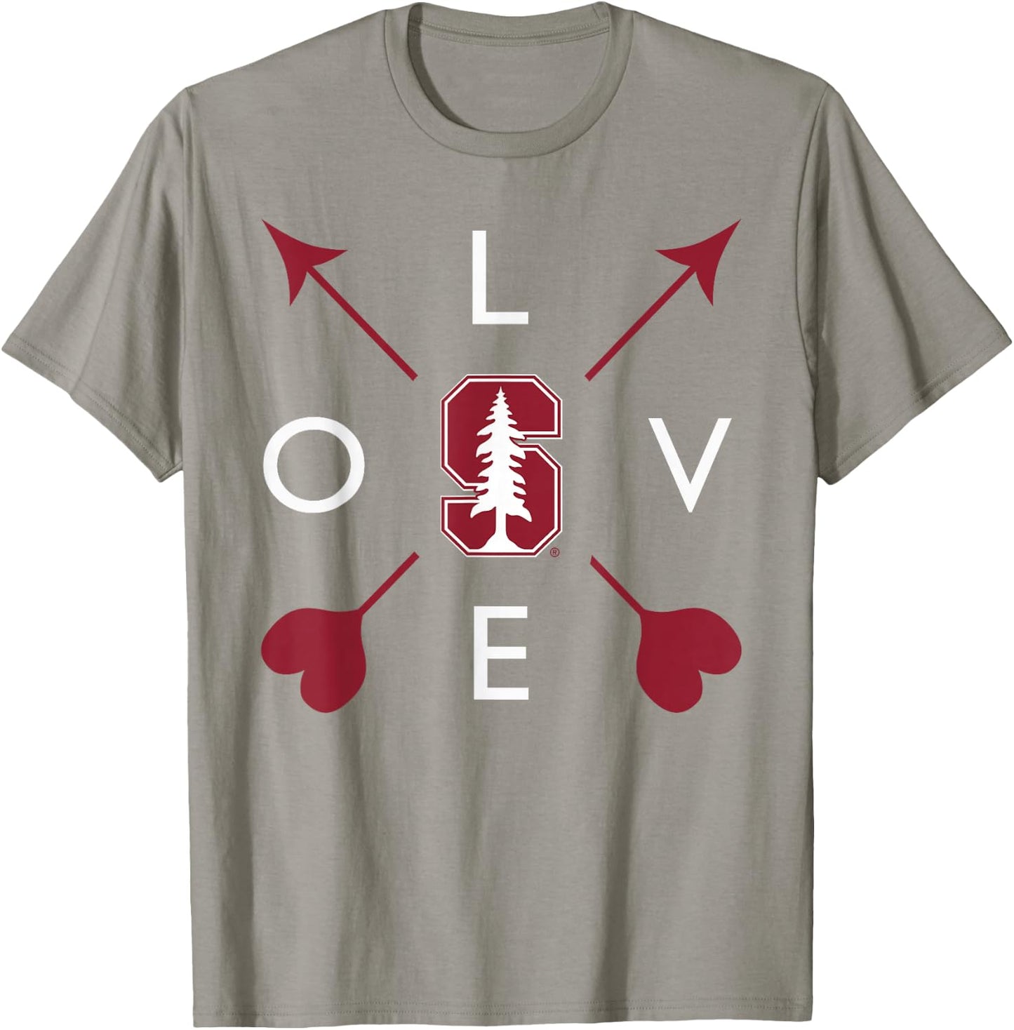 Stanford Cardinal Valentine Arrows Gray Officially Licensed T-Shirt - T-Shirt | Sand