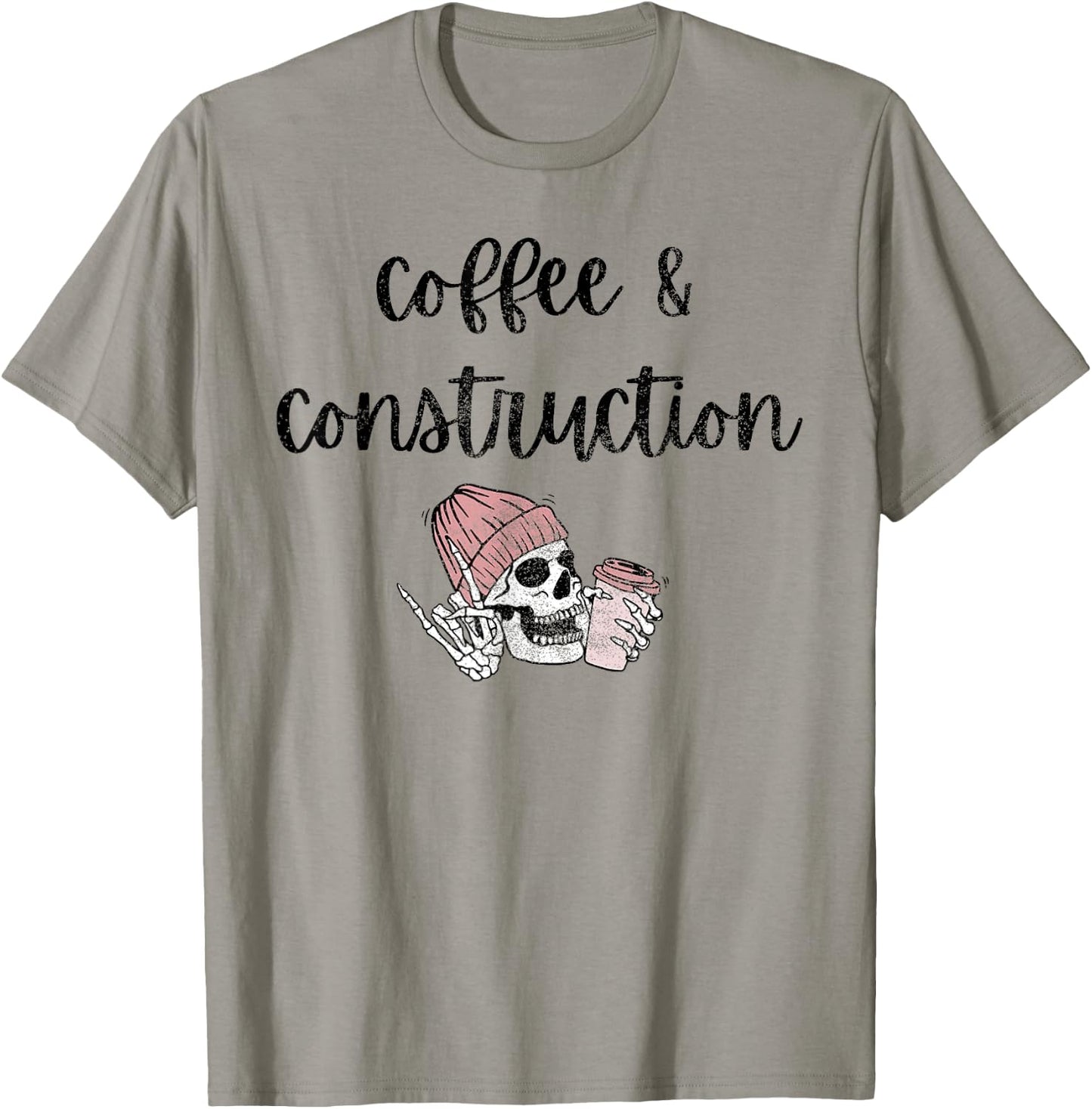 Coffee and Construction Construction Women in Trades Female T-Shirt - T-Shirt | Sand