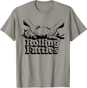 Rolling Fatties cat funny cute cat lover Kitten Owner retro T-Shirt - T-Shirt | Sand