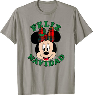 Disney Christmas Minnie Mouse Bow Feliz Navidad T-Shirt - T-Shirt | Sand