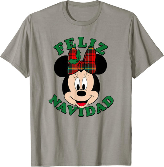Disney Christmas Minnie Mouse Bow Feliz Navidad T-Shirt - T-Shirt | Sand