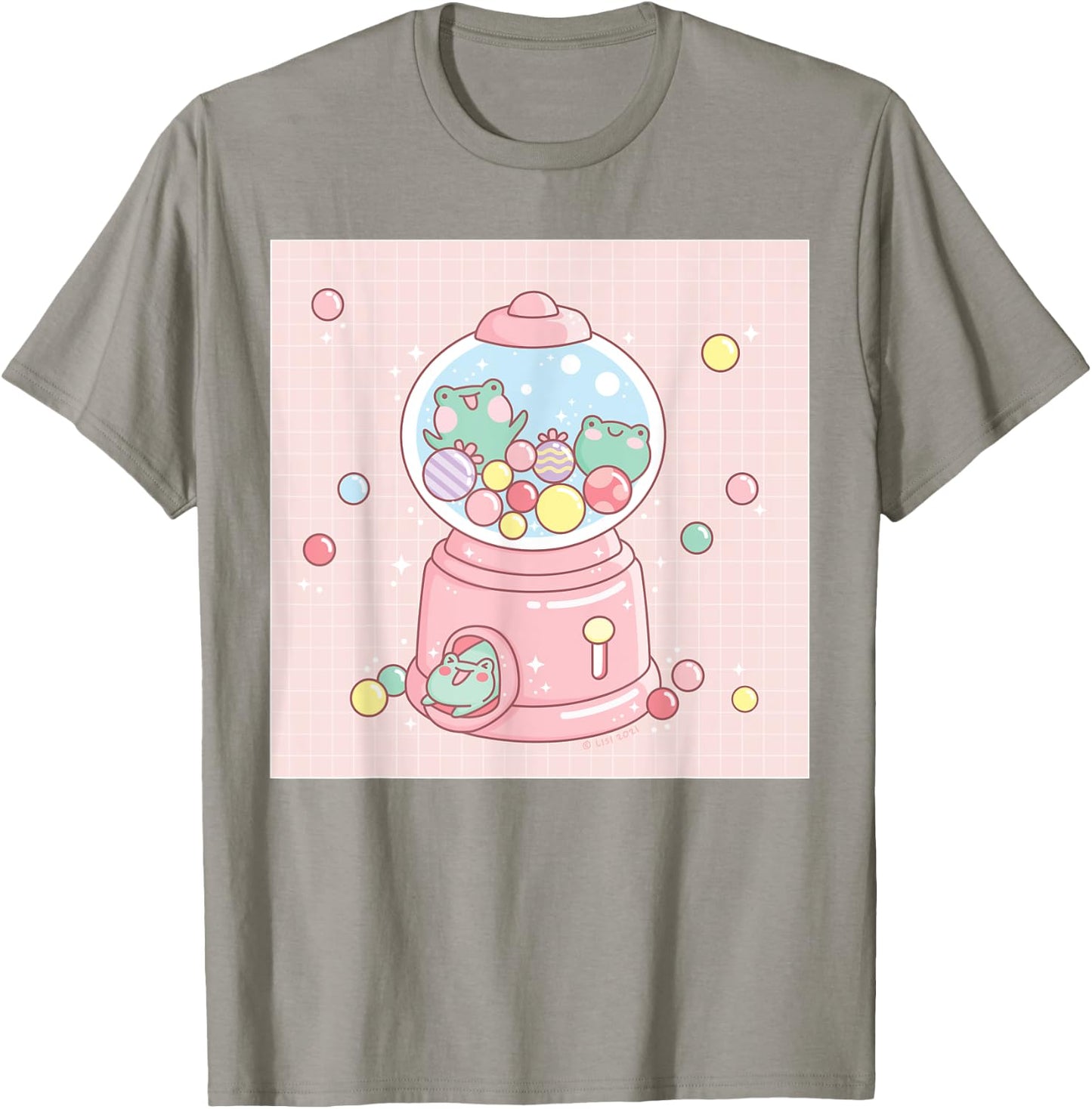 Cute Frog Gumball Machine Funny Kawaii Aesthetic T-Shirt - T-Shirt | Sand