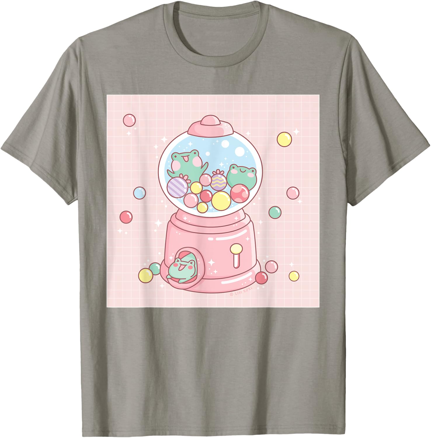 Cute Frog Gumball Machine Funny Kawaii Aesthetic T-Shirt - T-Shirt | Sand