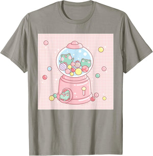Cute Frog Gumball Machine Funny Kawaii Aesthetic T-Shirt - T-Shirt | Sand