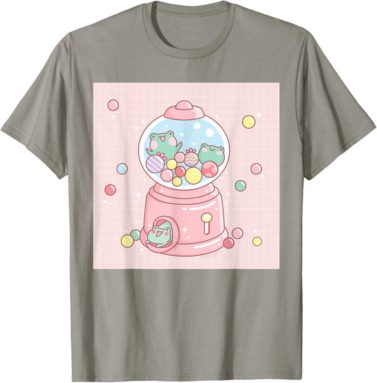 Cute Frog Gumball Machine Funny Kawaii Aesthetic T-Shirt - T-Shirt | Sand