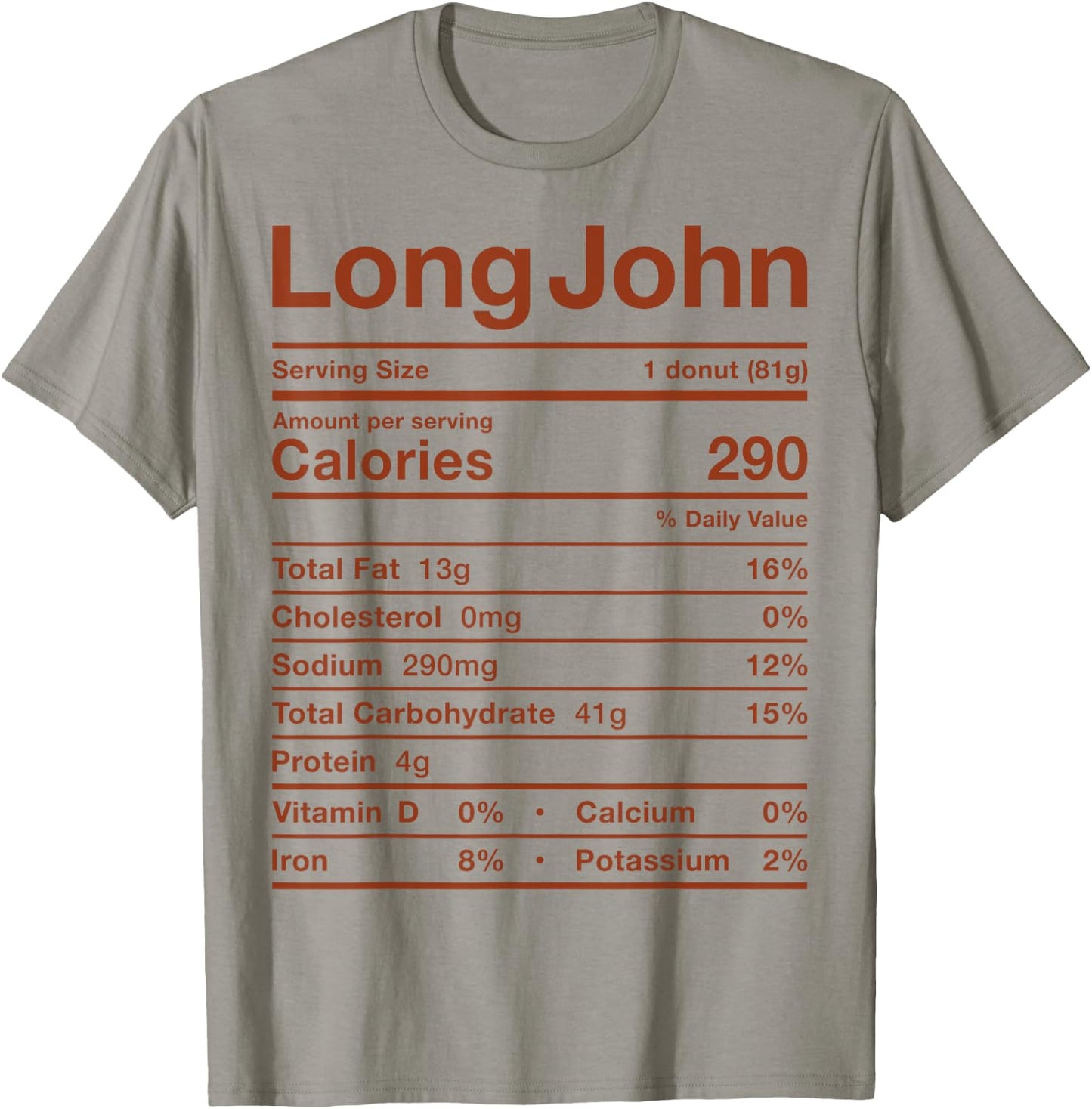 Long John Nutrition Facts Costume Food Donut Maple Iced Fall T-Shirt - T-Shirt | Sand