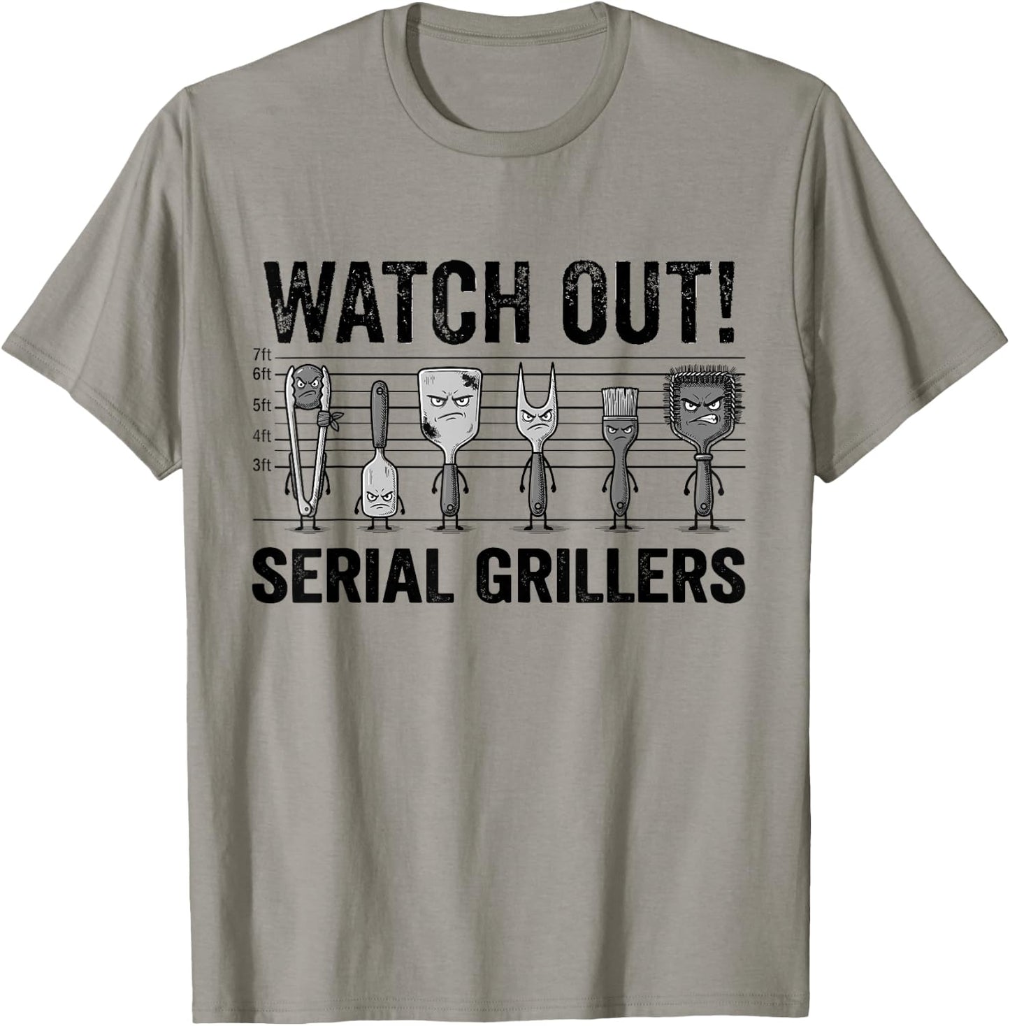 Watch Out Funny Grilling Tools Grill Barbecue Spatula Tongs T-Shirt - T-Shirt | Sand