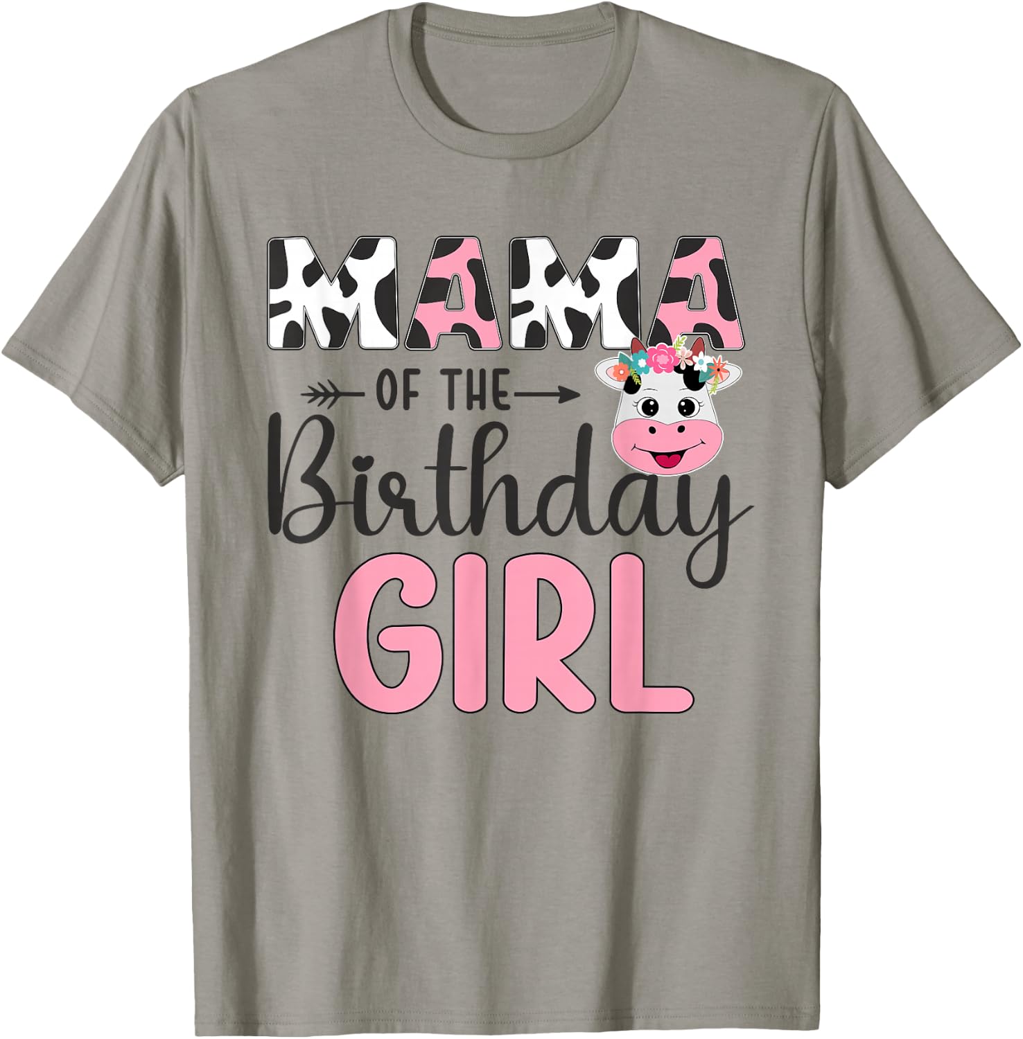Mama Of The Birthday Girl Farm Cow 1 St Birthday Girl T-Shirt - T-Shirt | Sand