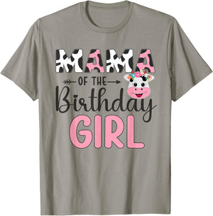 Mama Of The Birthday Girl Farm Cow 1 St Birthday Girl T-Shirt - T-Shirt | Sand
