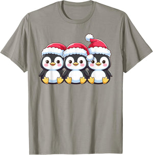 Penguin Christmas Santa Claus Animals Cute Penguins T-Shirt - T-Shirt | Sand