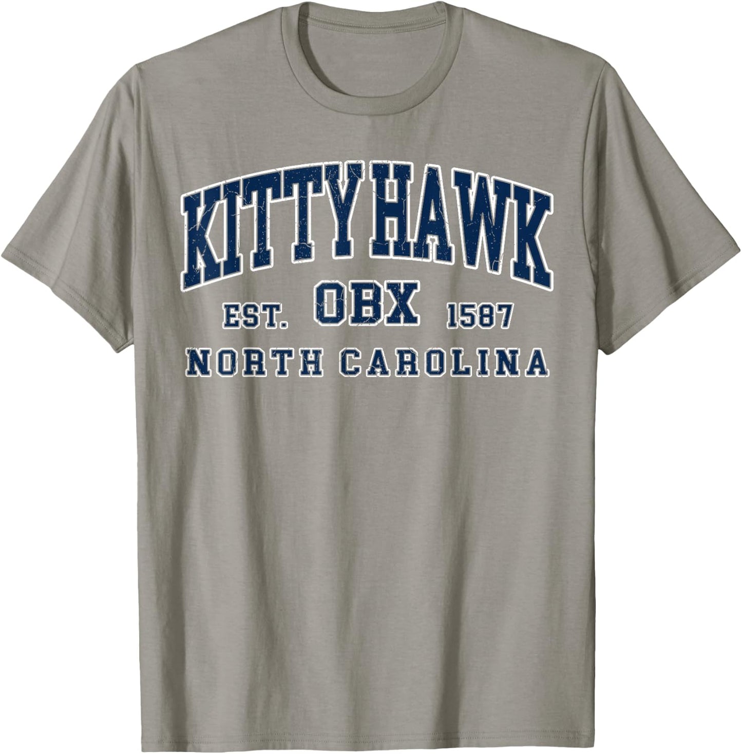 Vintage College Kitty Hawk NC Outdoor Benches Retro Navy Blue 1587 T-Shirt - T-Shirt | Sand