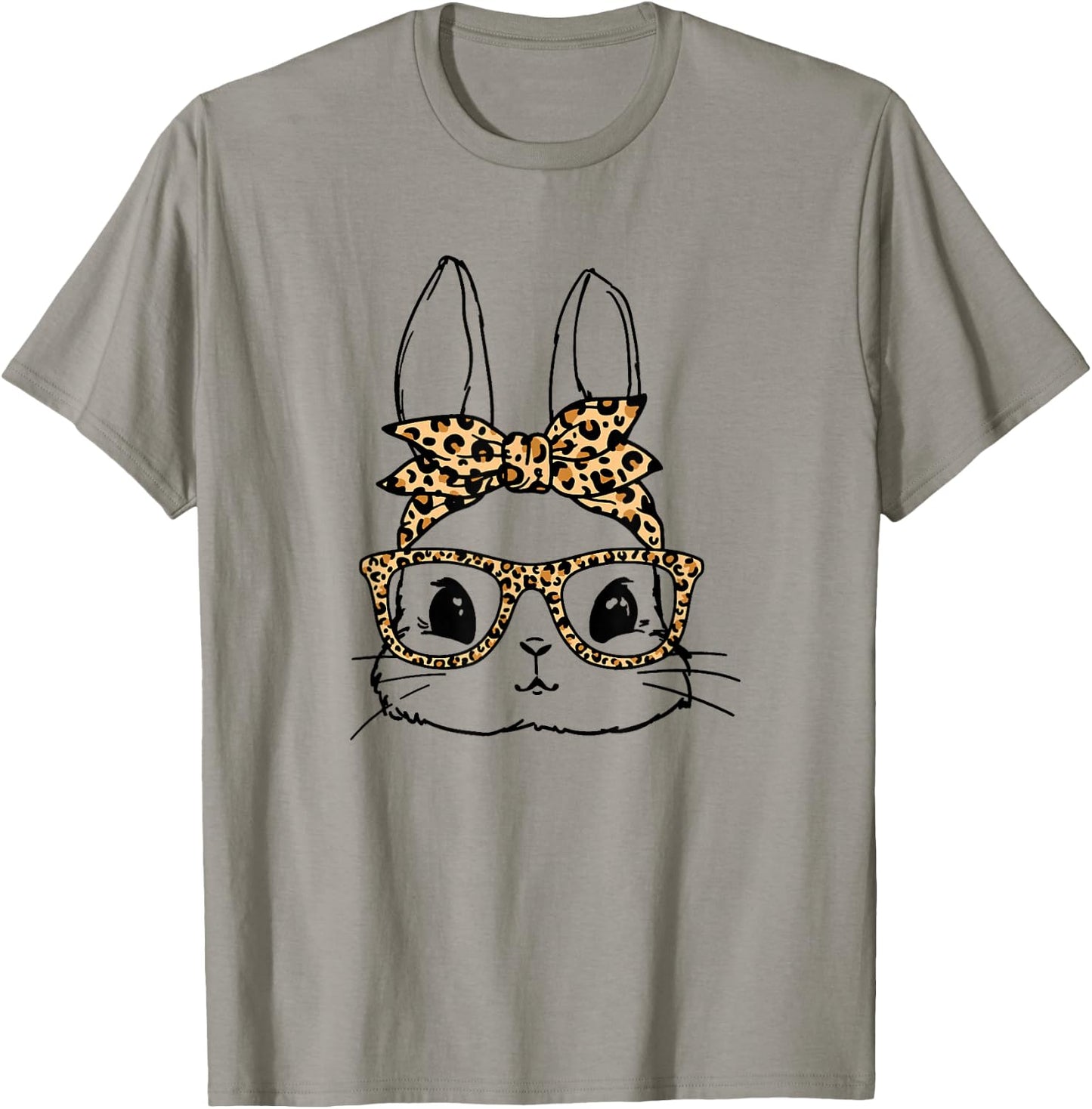 Cute Bunny Face Leopard Glasses Bandana Easter Christian T-Shirt - T-Shirt | Sand