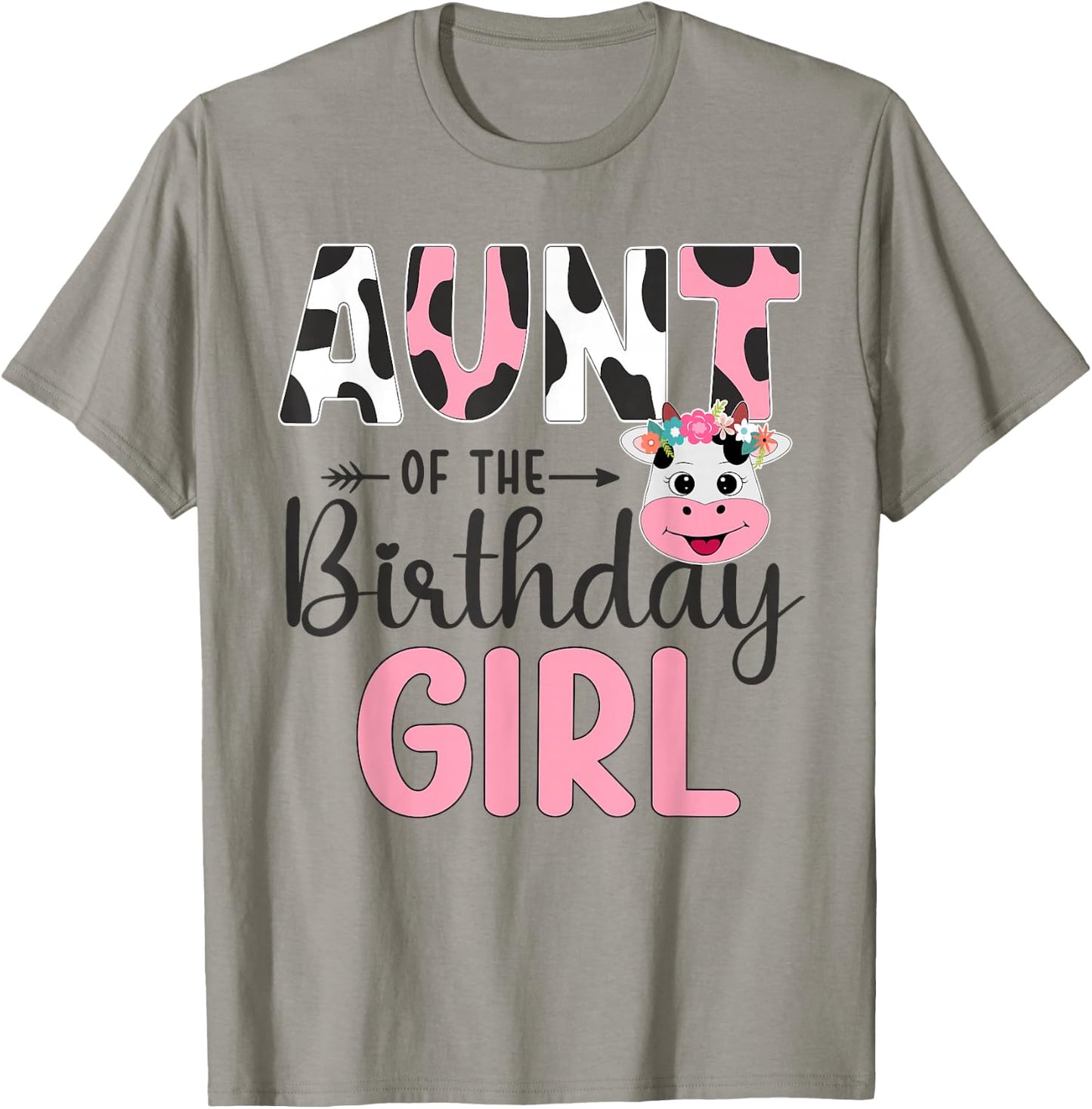 Aunt Of The Birthday Girl Farm Cow 1 St Birthday Girl T-Shirt - T-Shirt | Sand