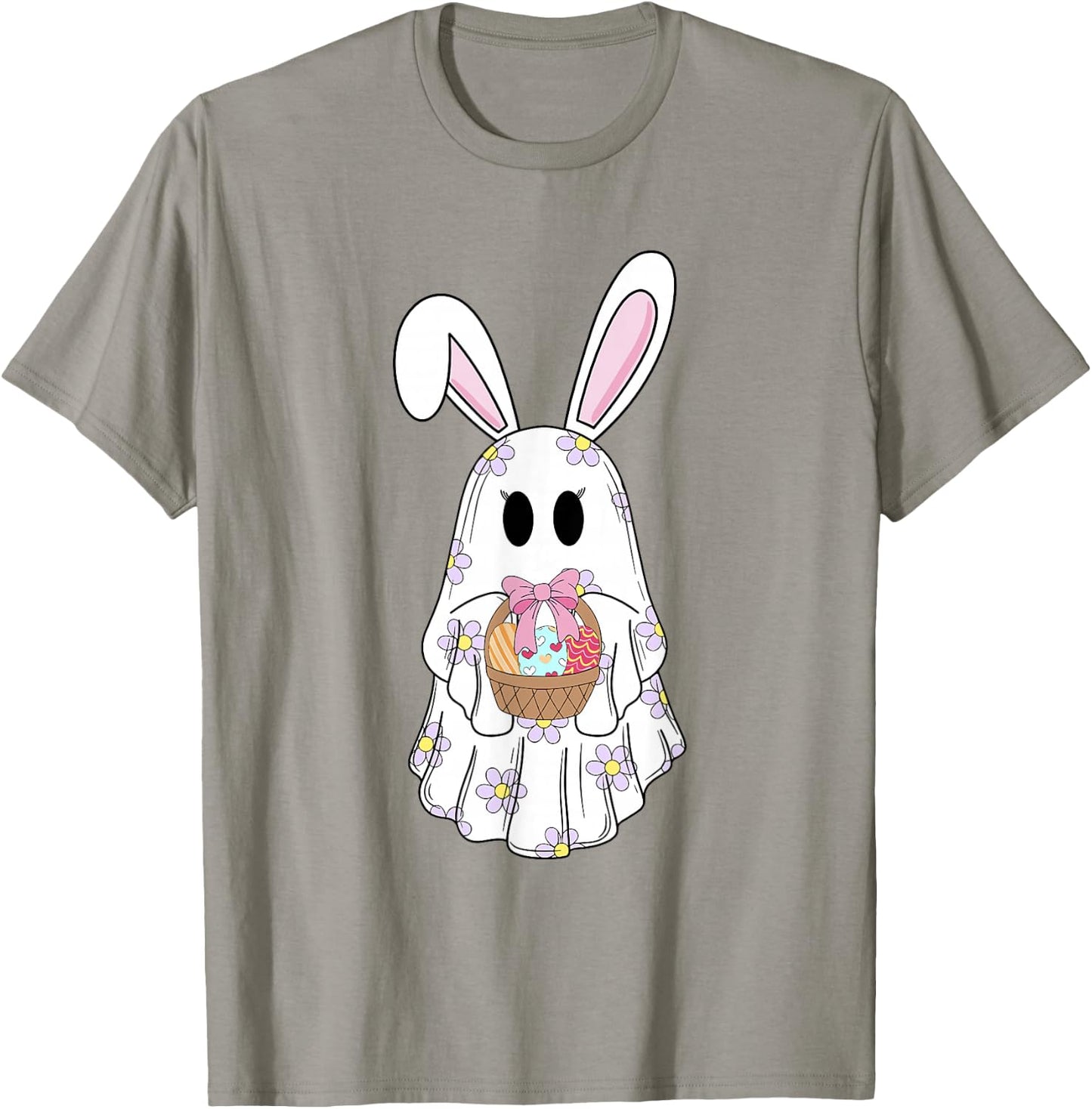 Bunny Boo Ghost Boojee Egg Easter Basket Spring Happy Easter T-Shirt - T-Shirt | Sand