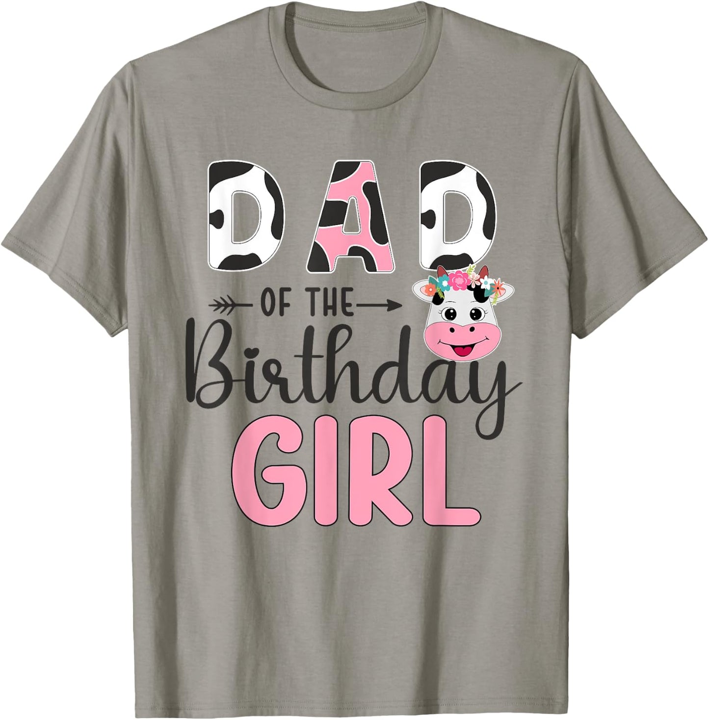 Dad Of The Birthday Girl Farm Cow 1 St Birthday Girl T-Shirt - T-Shirt | Sand