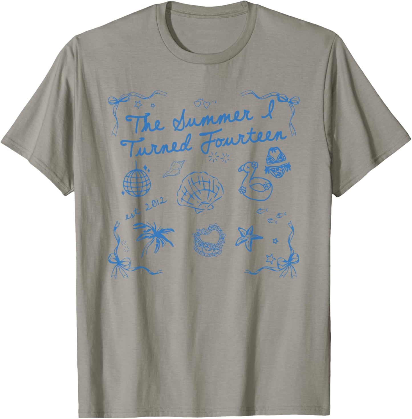 Summer I Turned Fourteen Year Old Est 2012 14th Birthday T-Shirt - T-Shirt | Sand