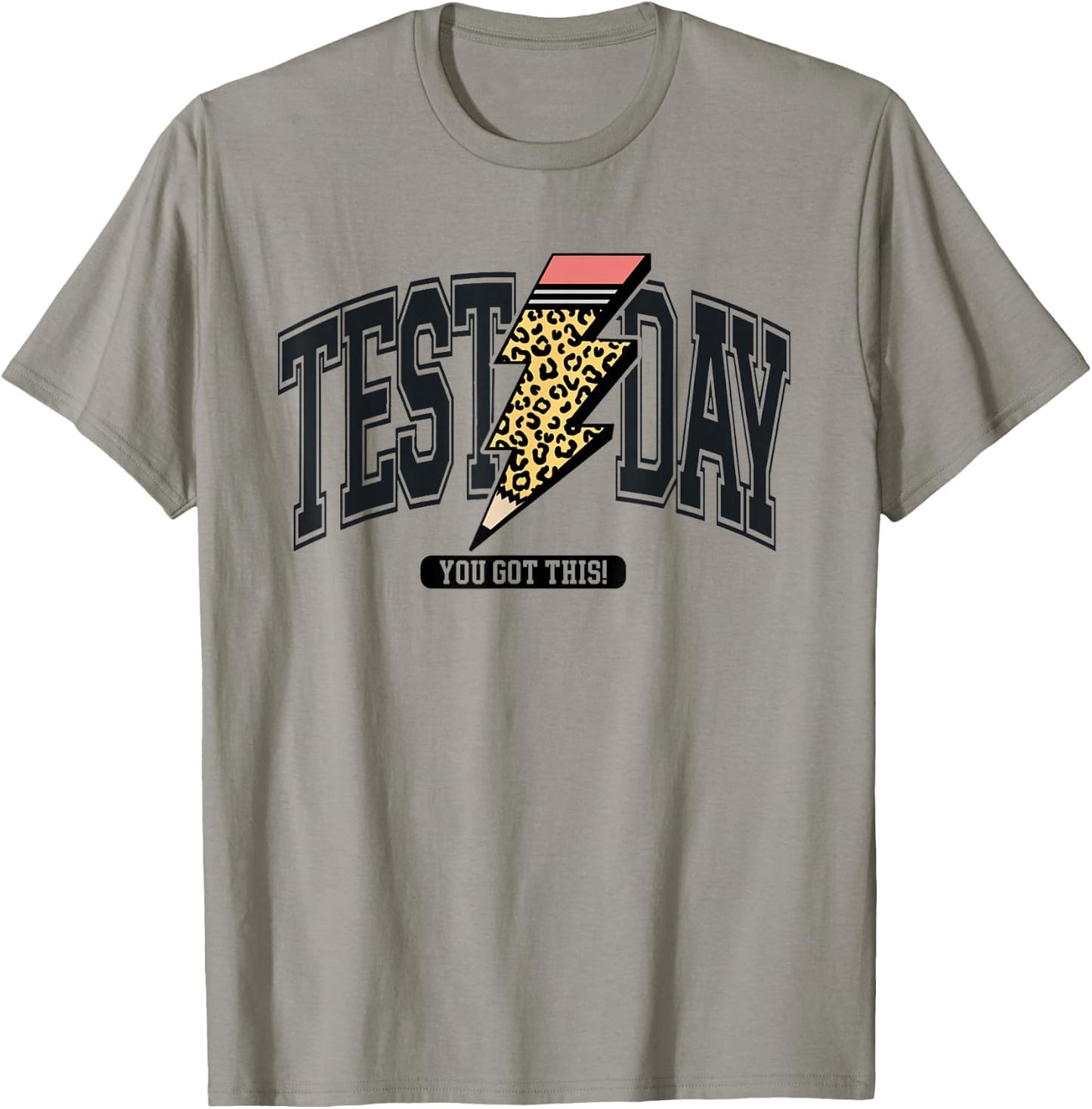 Vintage Test Day You Got This Leopard Lightning Bolt Pencil T-Shirt - T-Shirt | Sand