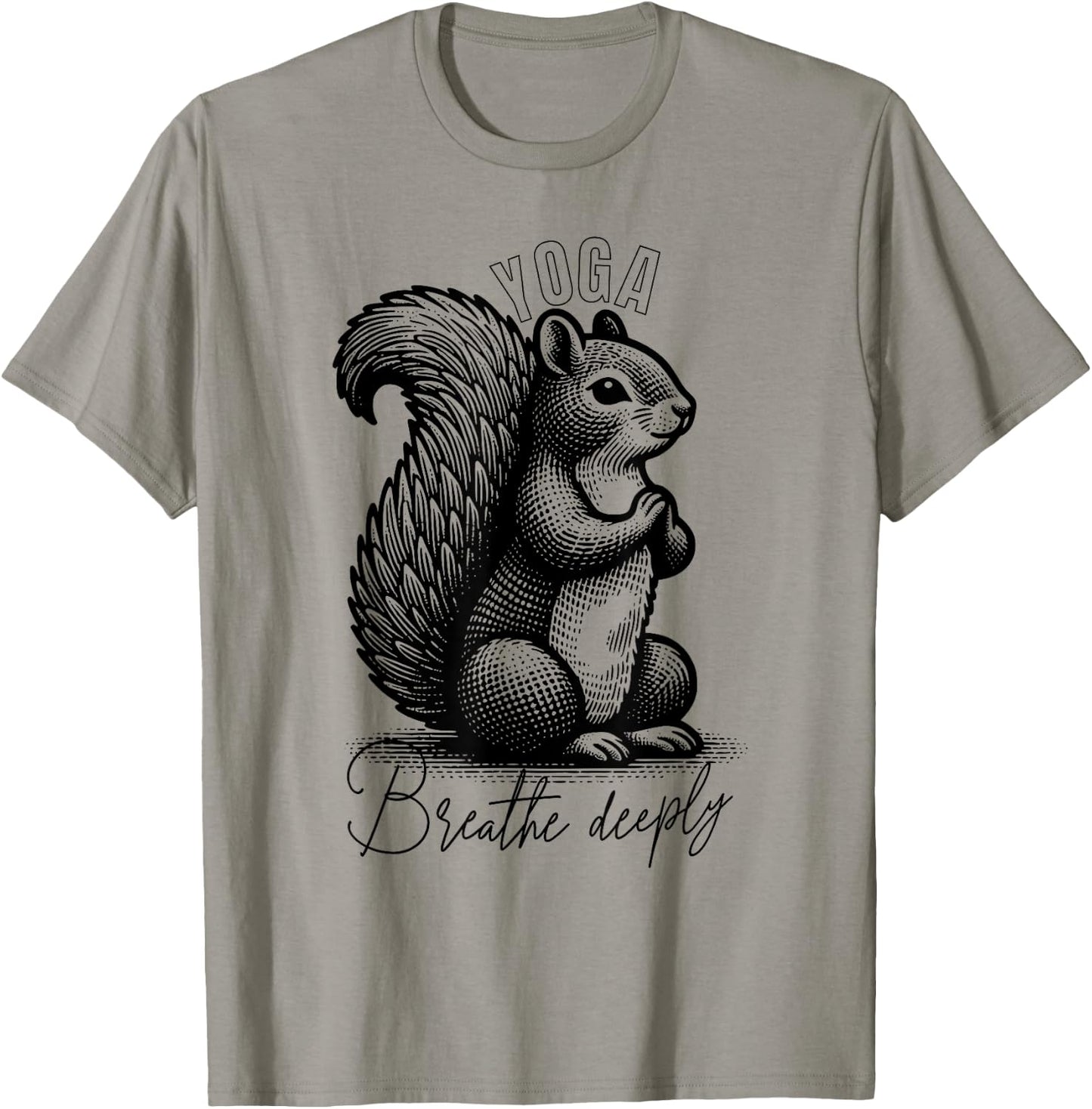 Squirrel doing Yoga - `Breathe deeply` T-Shirt - T-Shirt | Sand