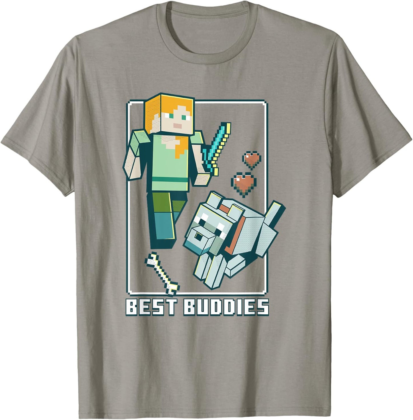 Minecraft Alex and Wolf Best Buddies T-Shirt - T-Shirt | Sand