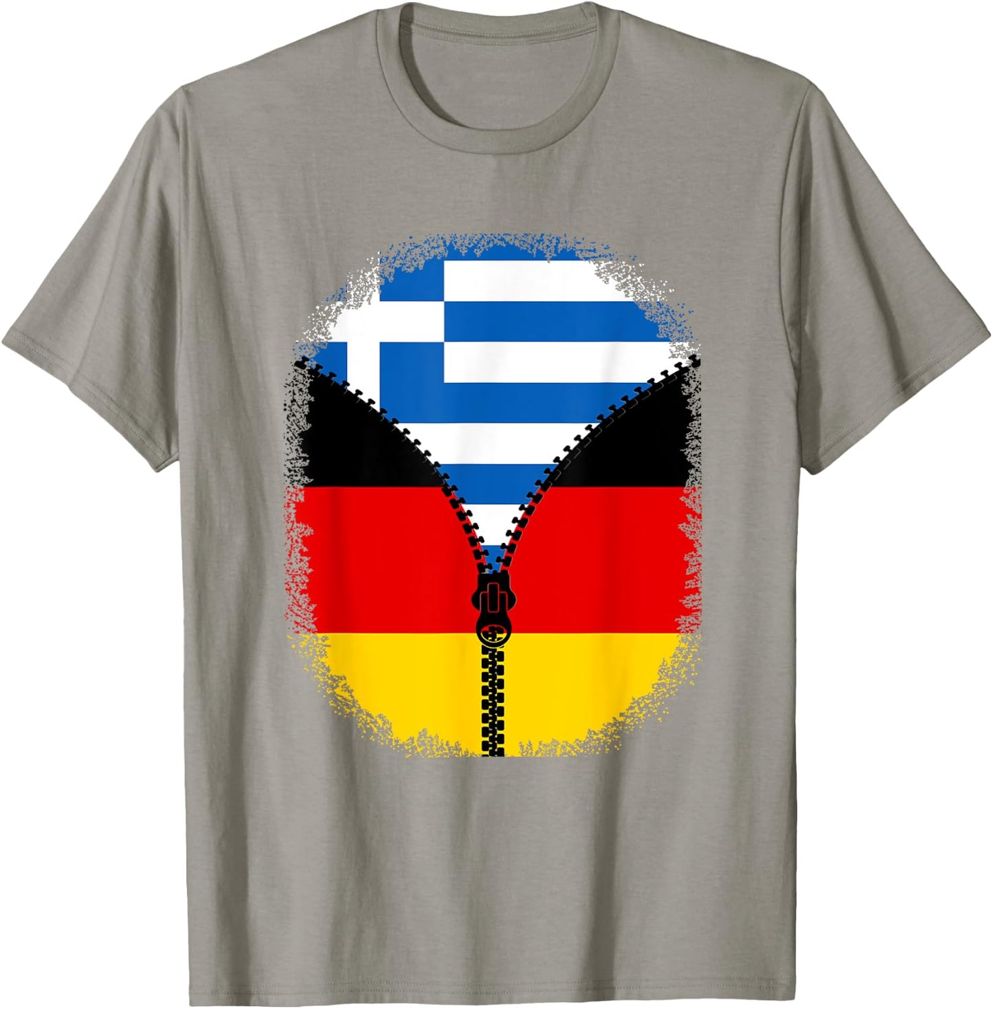 Griechenland Deutschland Flagge Griechisch Deutsch Reißverschluss T-Shirt - T-Shirt | Sand