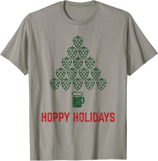 Hoppy Holidays for Hops Beer Drinkers Brewers T-Shirt - T-Shirt | Sand