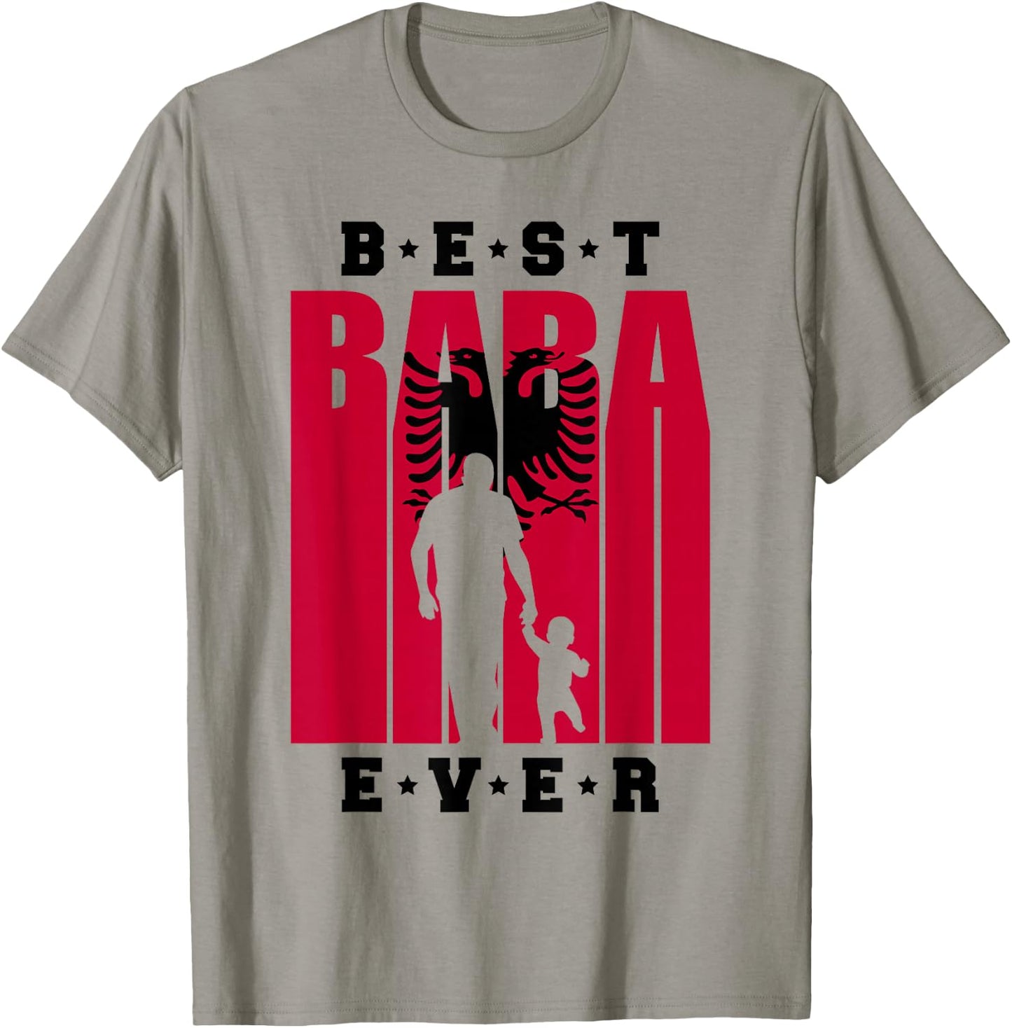 Men's Albania Baba with Baby 1st Father's Day Shqiptar Albanian Dad , White T-Shirt - T-Shirt | Sand