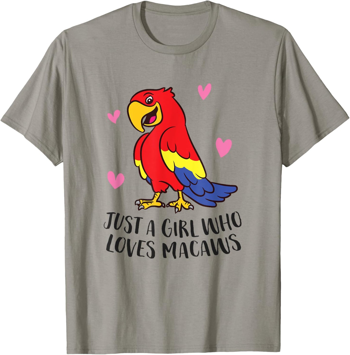 Just a Girl Who Loves Macaws Cute Macaw Girl T-Shirt - T-Shirt | Sand