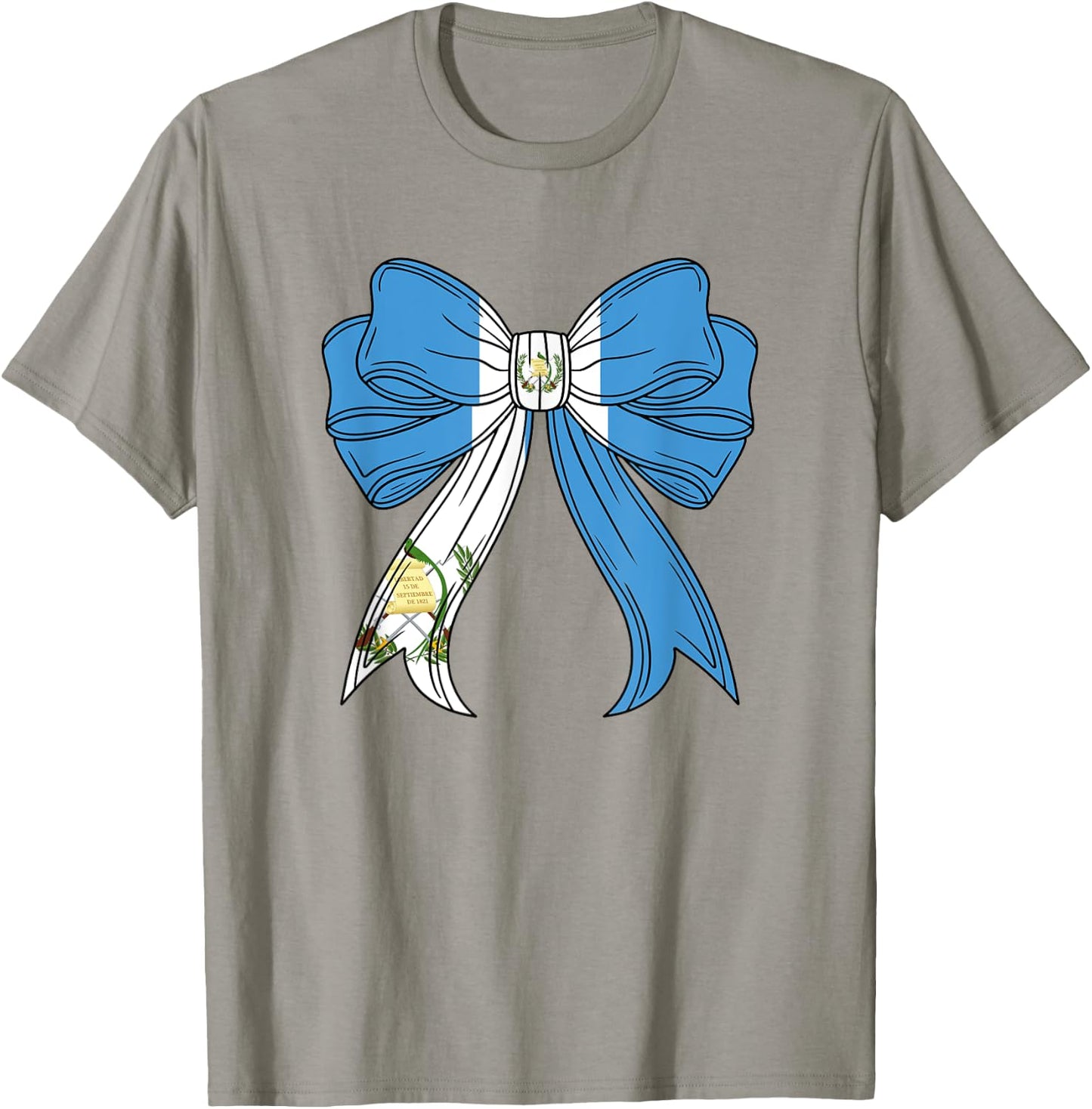 Chapina Guatemalan Women Girls Guatemala Flag Coquette Bow T-Shirt - T-Shirt | Sand