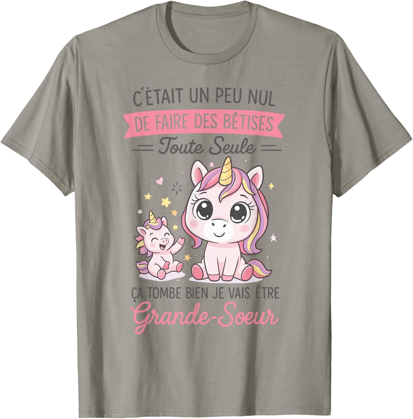 Annonce Grossesse Fille Cadeau Future Grande Sœur Licorne T-Shirt - T-Shirt | Sand