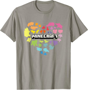Minecraft Valentine's Day Heart Shaped Rainbow Icons , white, S T-Shirt - T-Shirt | Sand
