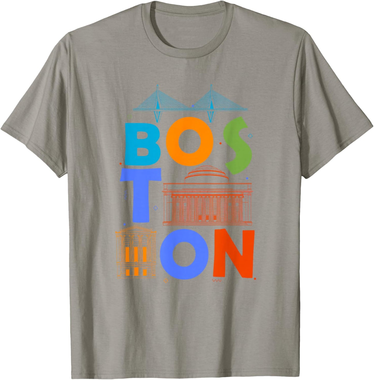 Boston Souvenir Men Massachusetts Skyline Boston T-Shirt - T-Shirt | Sand