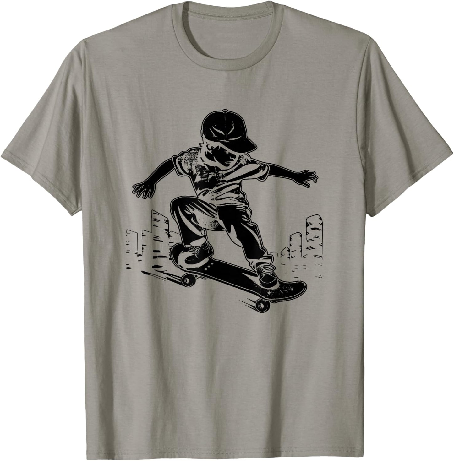 Skateboarding Boy Skater , white, S T-Shirt - T-Shirt | Sand