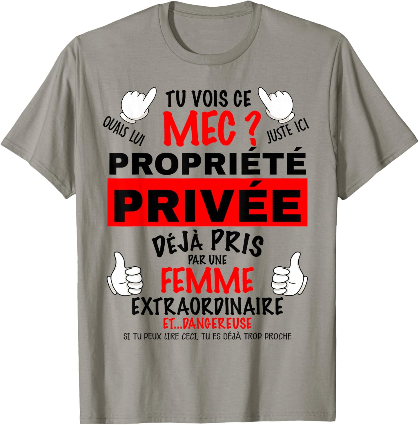 Private Property Attention Woman Jealous Humor Couple , white, S T-Shirt - T-Shirt | Sand