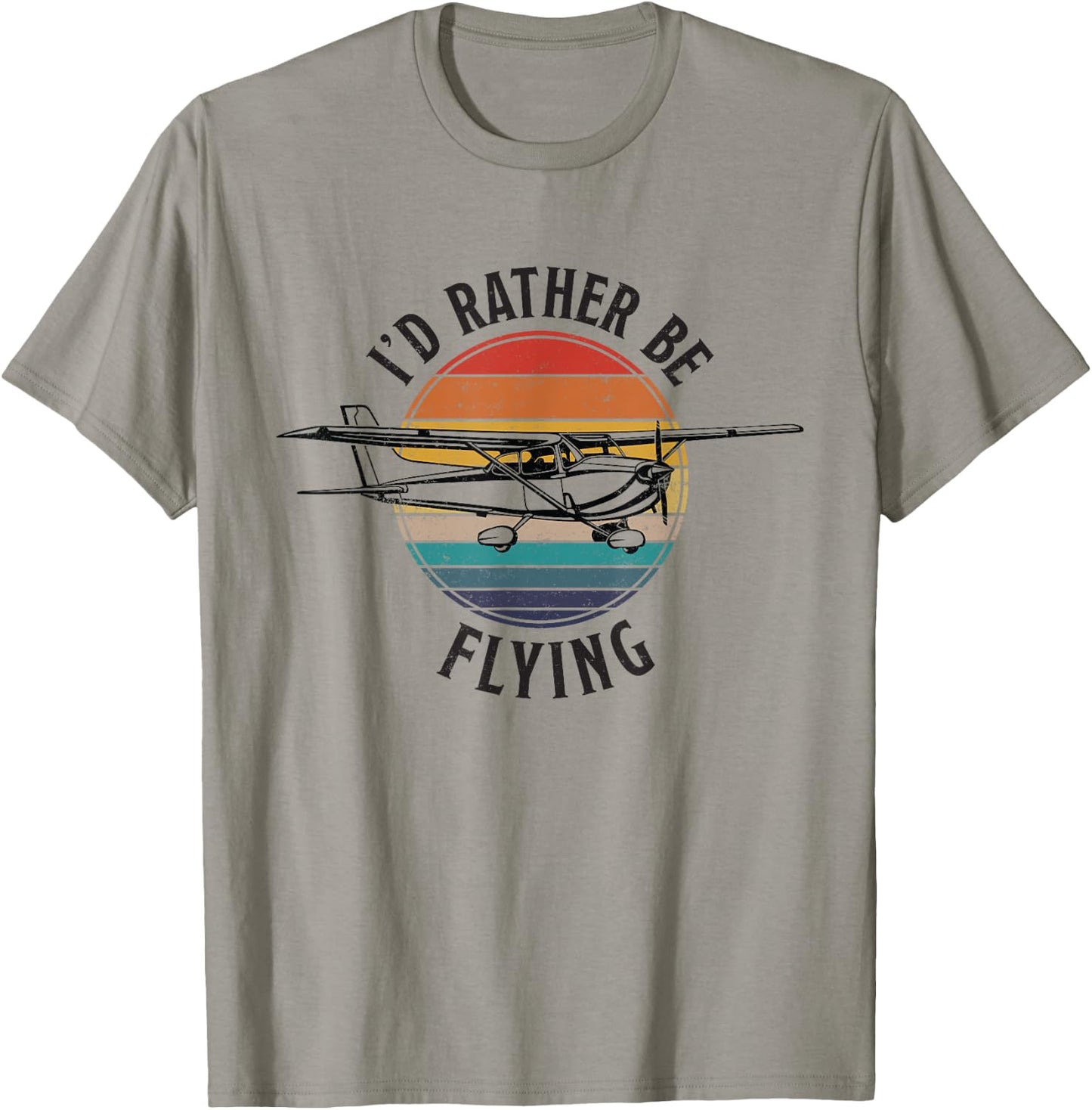 The Avid Aviator Cafe Vintage I'd Rather Be Flying C172 Airplane Cool Pilot Grey T-Shirt - T-Shirt | Sand