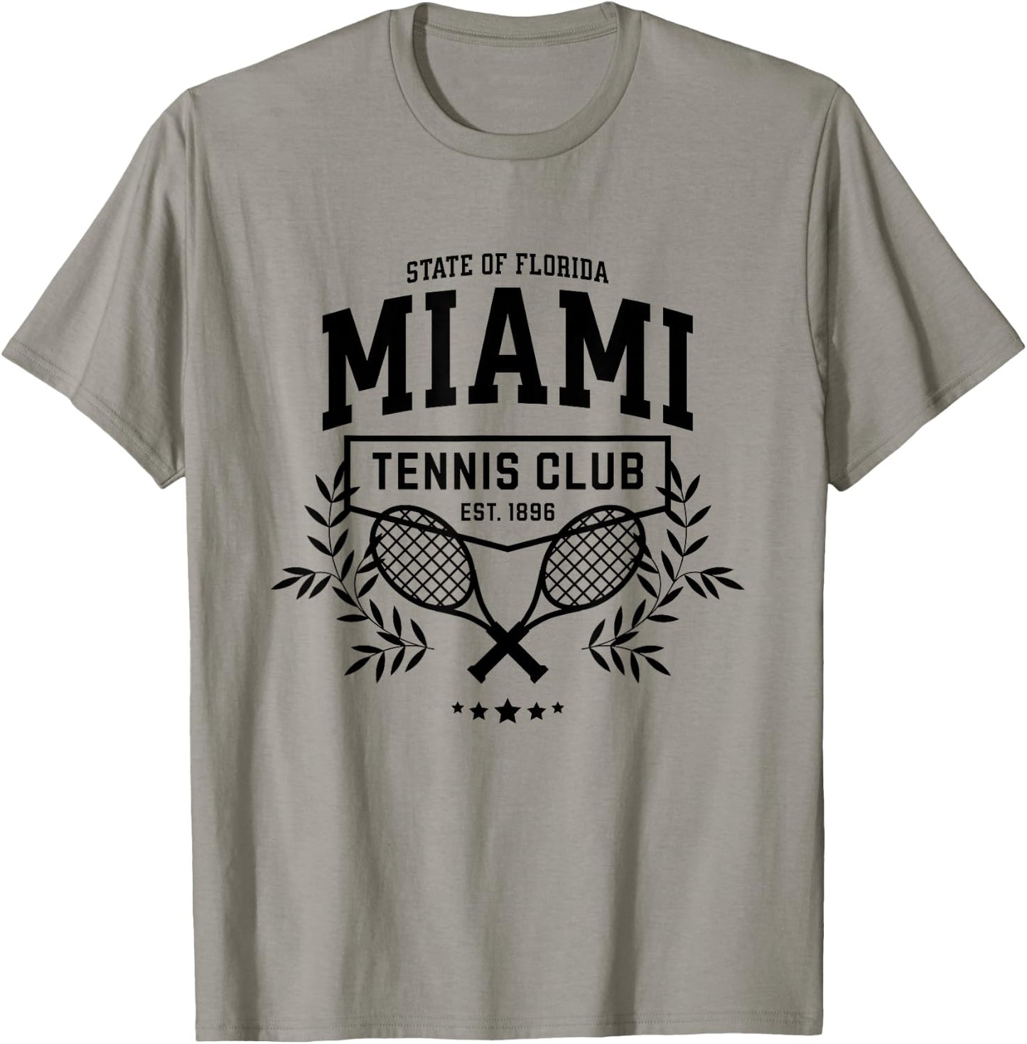 Miami Tennis, Varsity Player Style Graphic T-Shirt - T-Shirt | Sand