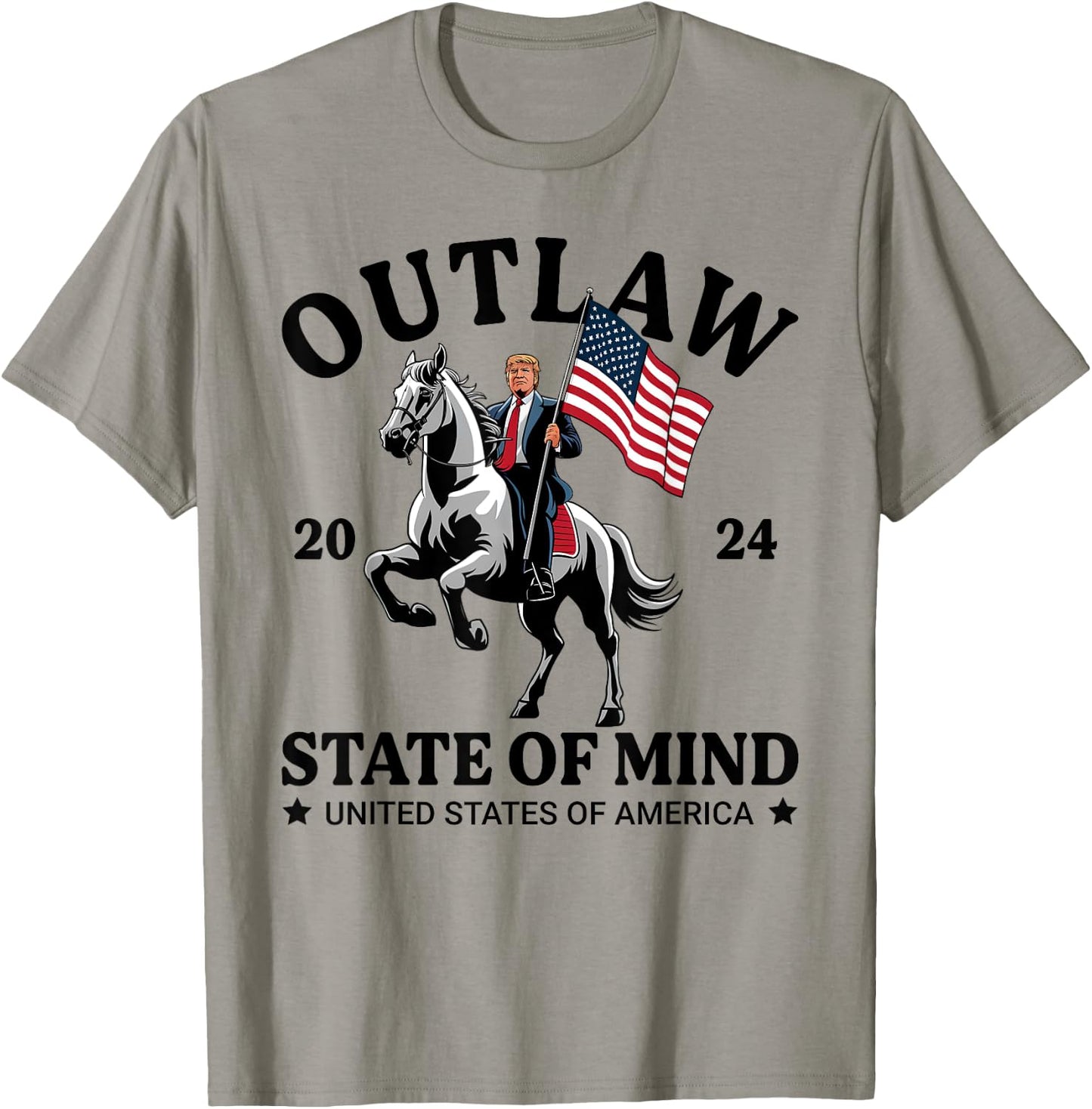 Outlaw State Of Mind Western Funny Trump Riding Horse Daddy T-Shirt - T-Shirt | Sand