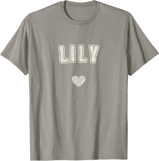 Lily Name Cute Heart Retro Love Lily T-Shirt - T-Shirt | Sand