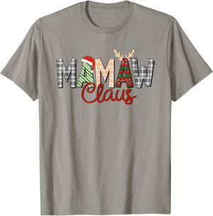 Mamaw Claus Christmas Reindeer Santa Hat Grandma Xmas Family T-Shirt - T-Shirt | Sand