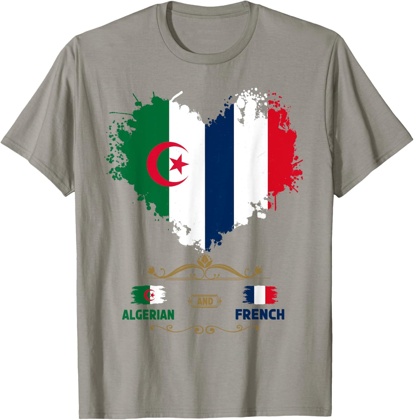 Algerian French Roots Outfit Idea with Algerian Flag T-Shirt - T-Shirt | Sand